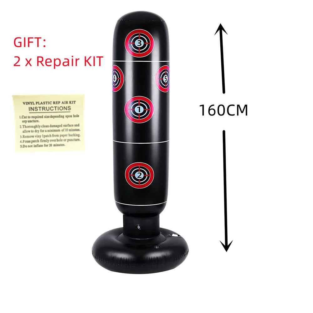 160Cm Boxing Punching Bag Inflatable Free-Stand Tumbler Muay Thai Training Pressure Relief Bounce Back Sandbag Kickboxing Bag