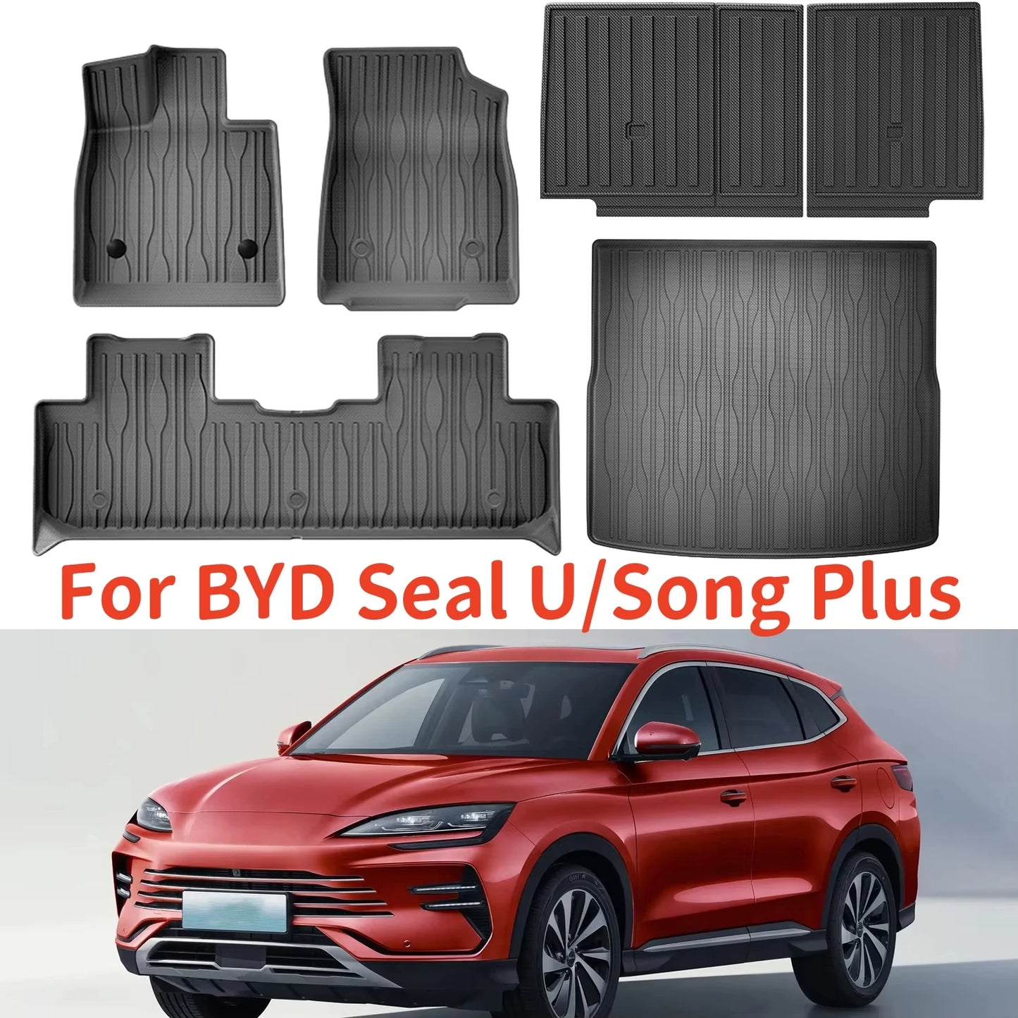 For BYD Seal U / Song plus Sealion 6 2021-2025 2026 TPE Floor Mats and Cargo Liner, All Weather Floor Liners Trunk Mat LHD & RHD