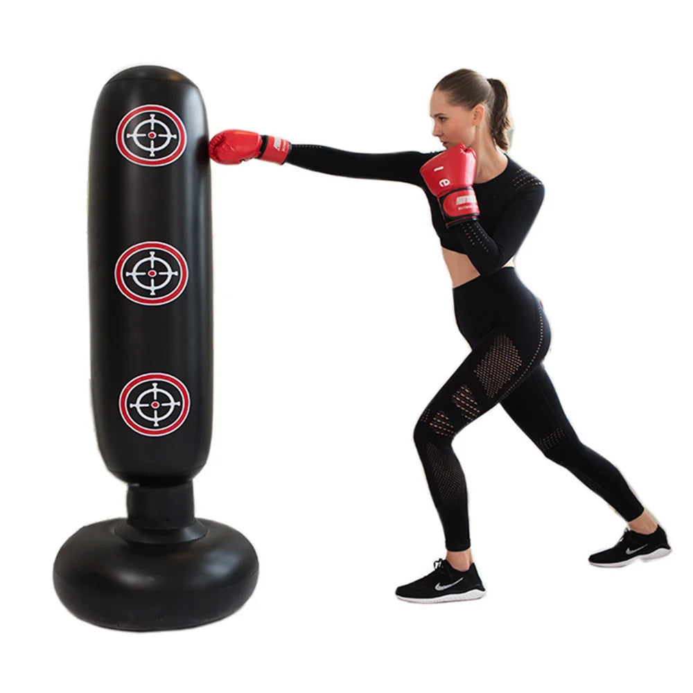 160Cm Boxing Punching Bag Inflatable Free-Stand Tumbler Muay Thai Training Pressure Relief Bounce Back Sandbag Kickboxing Bag