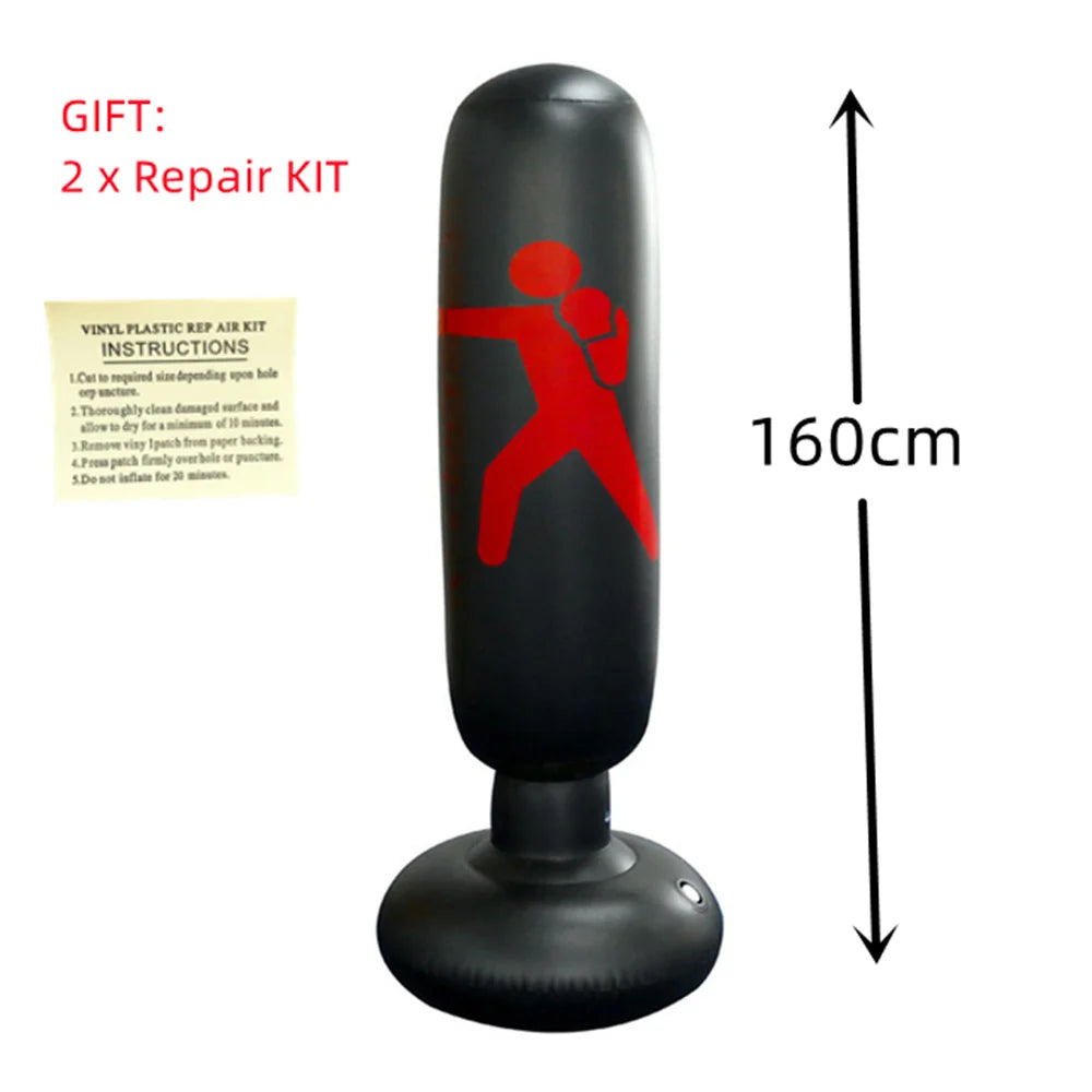 160Cm Boxing Punching Bag Inflatable Free-Stand Tumbler Muay Thai Training Pressure Relief Bounce Back Sandbag Kickboxing Bag