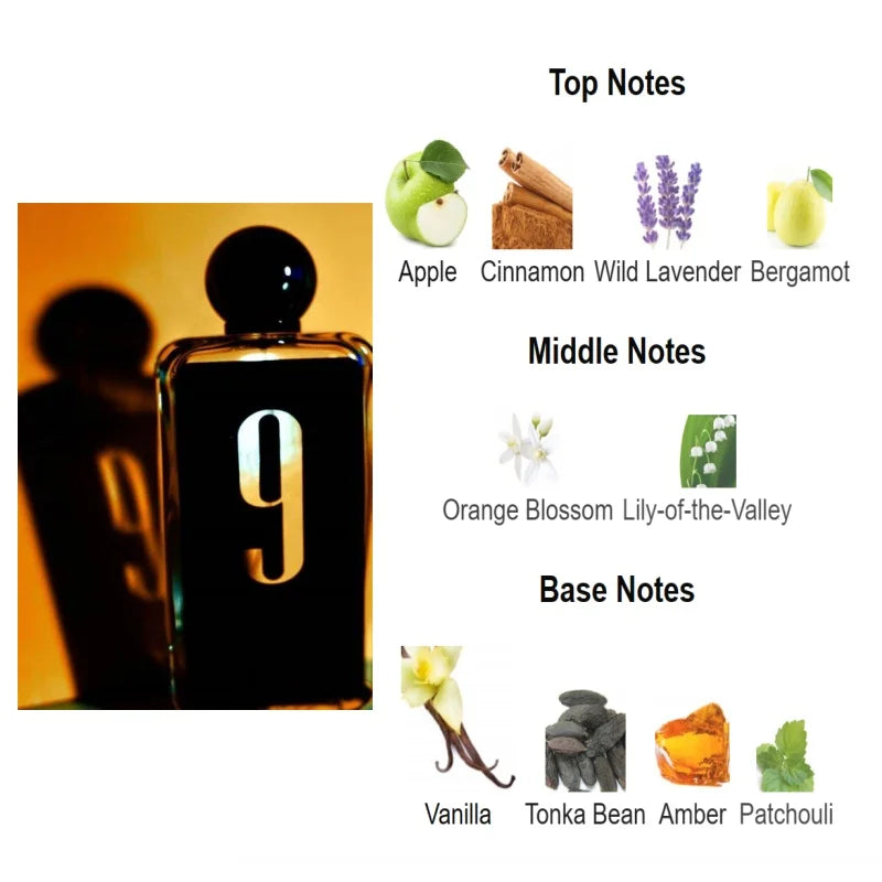 100ML 3.4FL.OZ 9PM Men'S Perfume, Long Lasting Gourmet Oriental Notes Cologne, Eau De Parfum, Feronomas Perfume Hombre