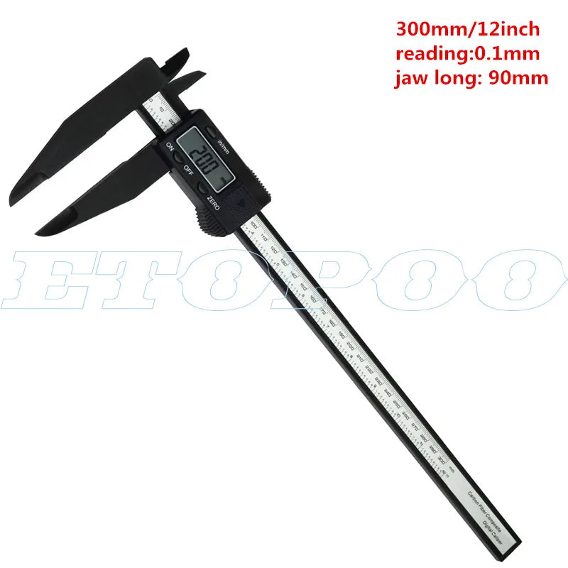 300Mm 200 Electronic Digital Caliper LCD Plastic Vernier Caliper Long Jaw Micrometer Inner Outer Diameter Gauge Measuring Tools