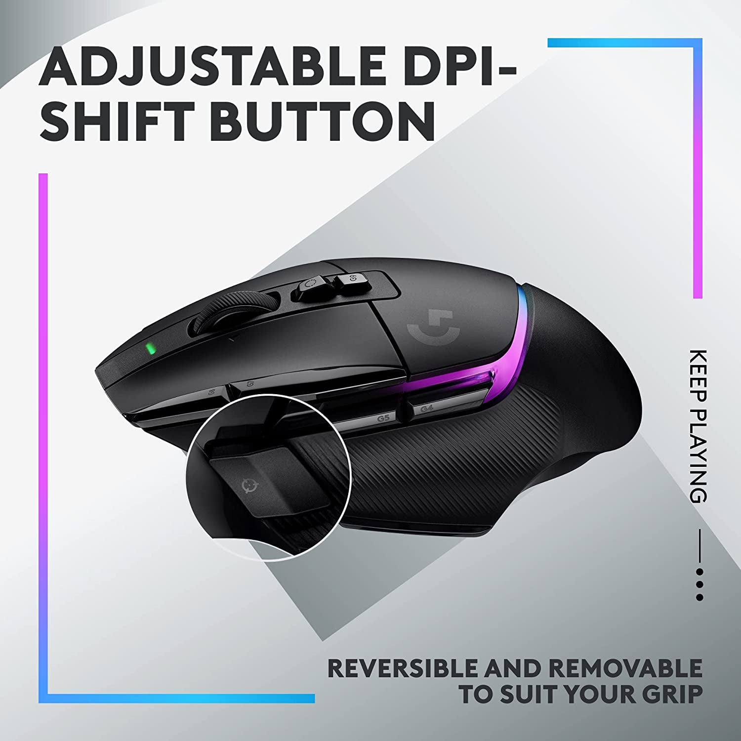502 X plus LIGHTSPEED Wireless RGB Gaming Mouse - Black - LIGHTFORCE Hybrid Switches, LIGHTSYNC RGB, HERO 25K Gaming Sensor, Compatible with PC
