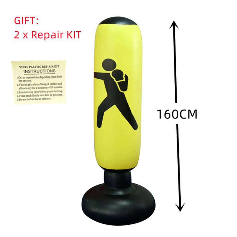 160Cm Boxing Punching Bag Inflatable Free-Stand Tumbler Muay Thai Training Pressure Relief Bounce Back Sandbag Kickboxing Bag