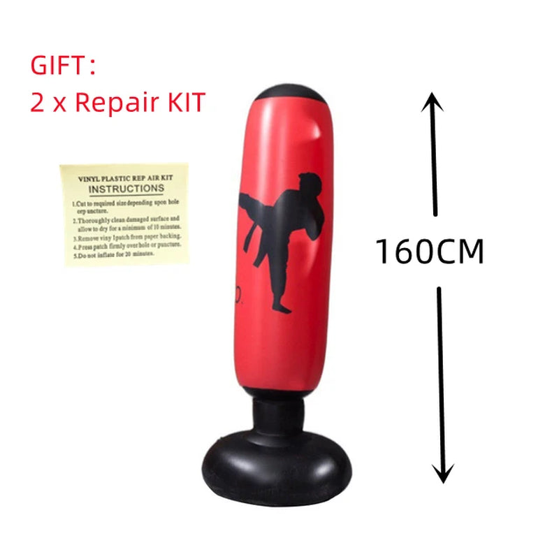 160Cm Boxing Punching Bag Inflatable Free-Stand Tumbler Muay Thai Training Pressure Relief Bounce Back Sandbag Kickboxing Bag