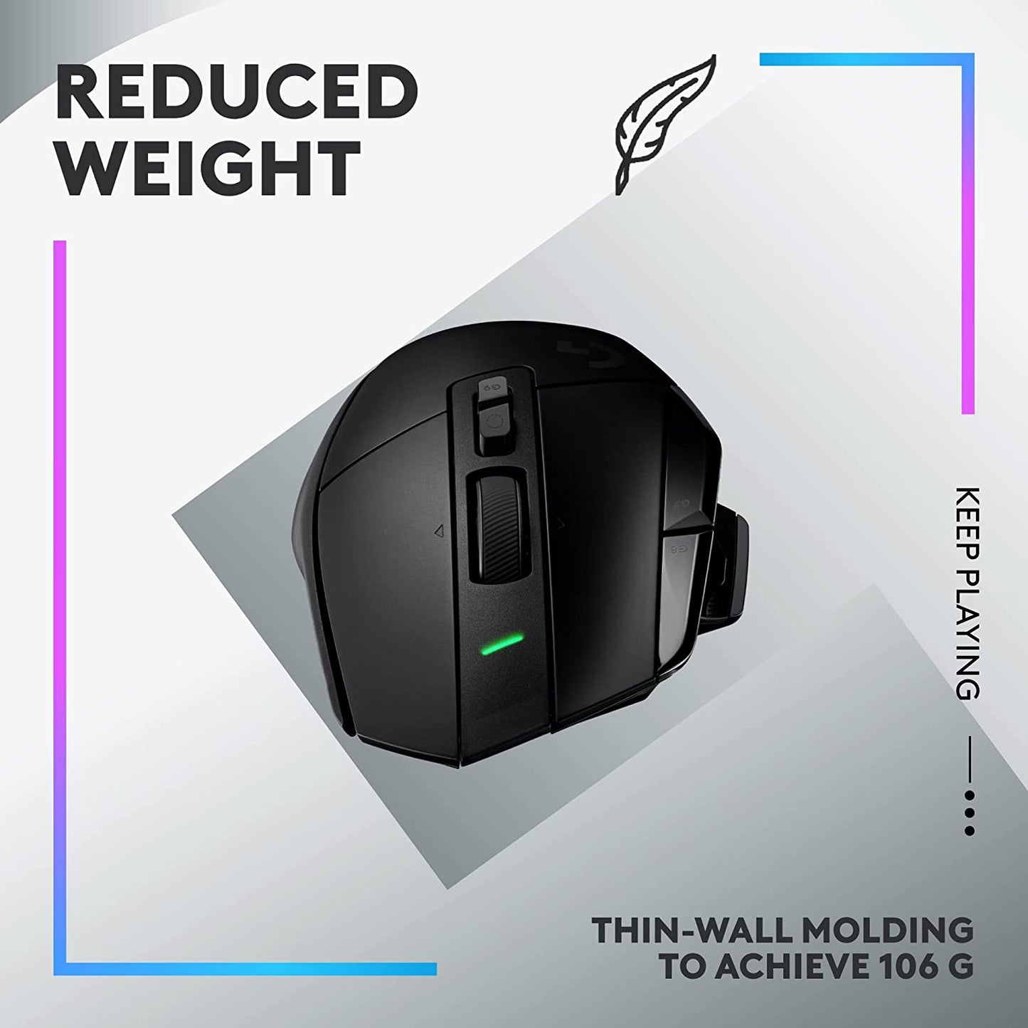 502 X plus LIGHTSPEED Wireless RGB Gaming Mouse - Black - LIGHTFORCE Hybrid Switches, LIGHTSYNC RGB, HERO 25K Gaming Sensor, Compatible with PC