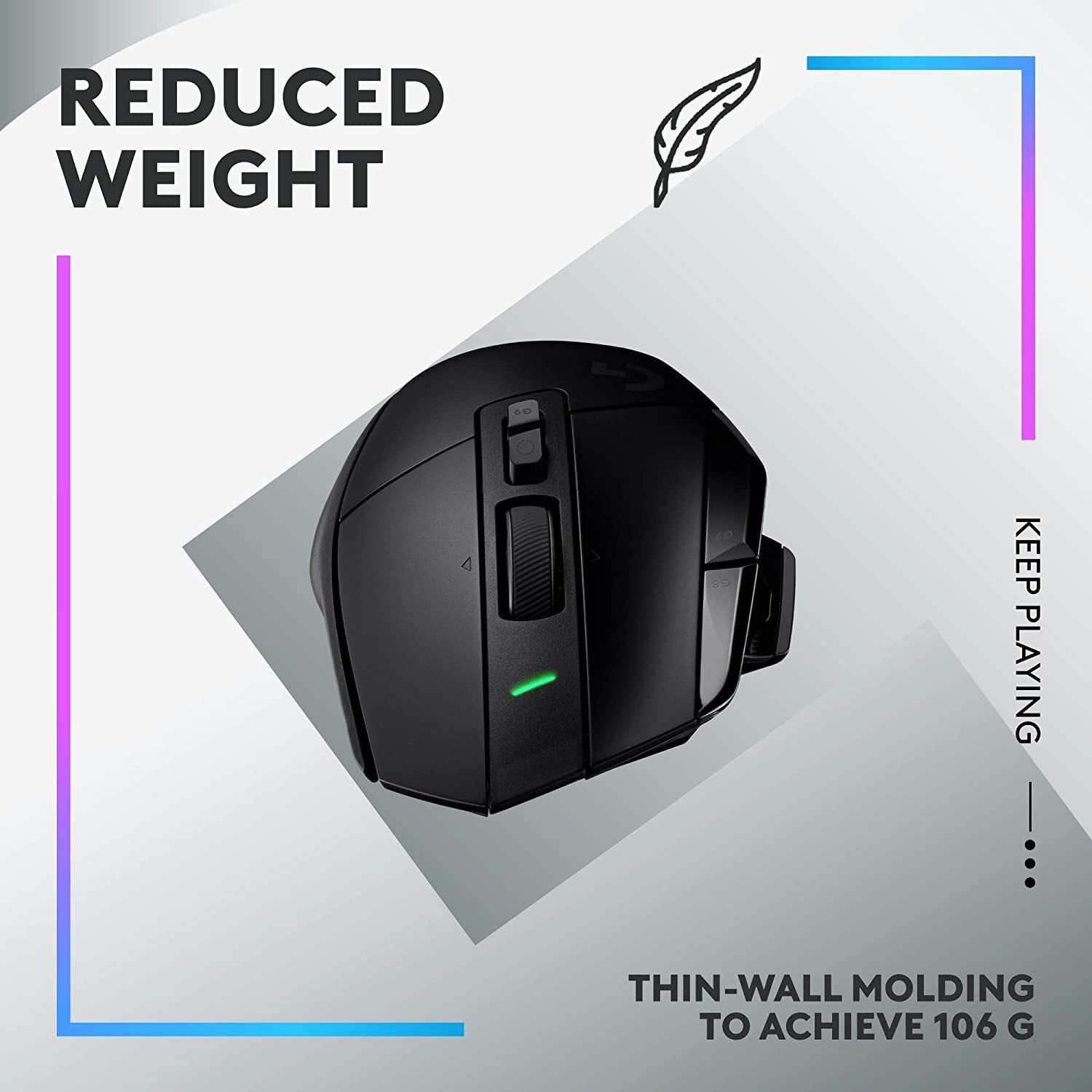 502 X plus LIGHTSPEED Wireless RGB Gaming Mouse - Black - LIGHTFORCE Hybrid Switches, LIGHTSYNC RGB, HERO 25K Gaming Sensor, Compatible with PC