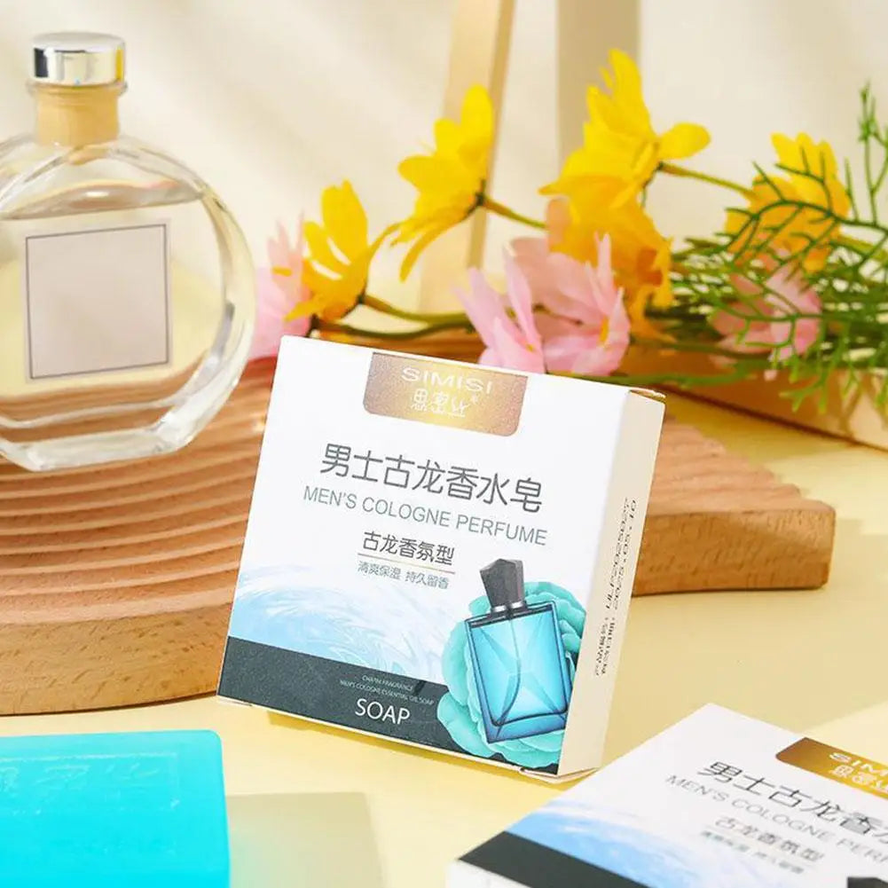 80G Men’S Cologne Perfume Soap Essential Oil Soap Handmade Body Oil Cologne Control Hair Men Skin Clean Soaps Long-Lasting
