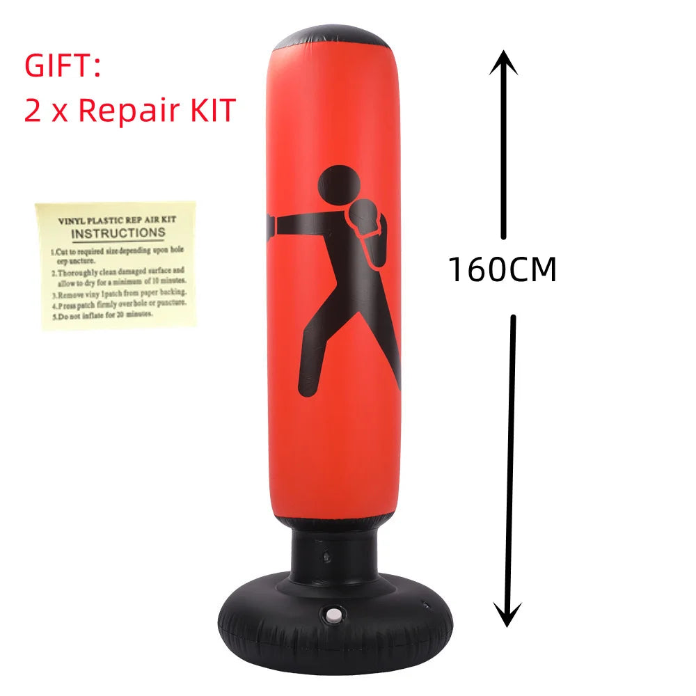 160Cm Boxing Punching Bag Inflatable Free-Stand Tumbler Muay Thai Training Pressure Relief Bounce Back Sandbag Kickboxing Bag